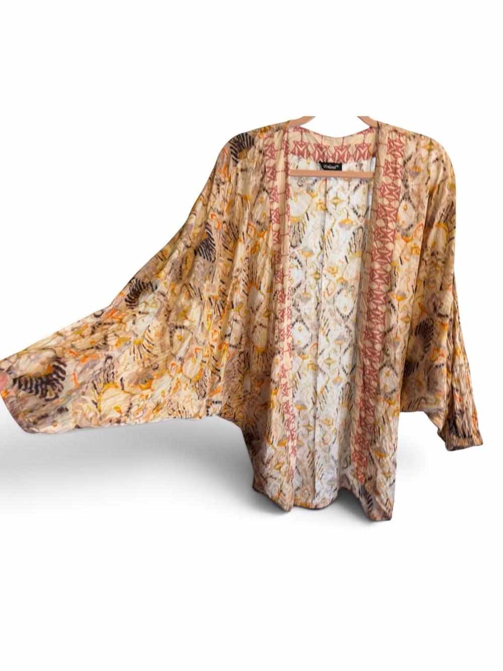 Tolani Boho Geometric Batik 100% Modal Cocoon Kimono Duster One Size